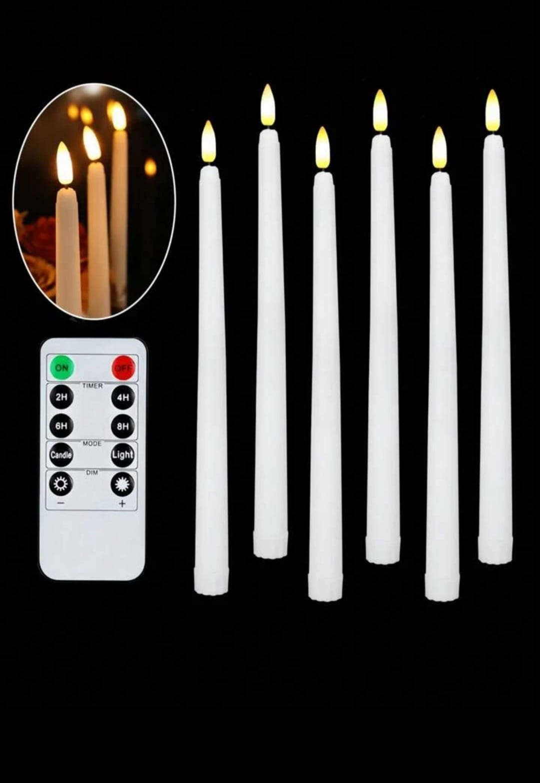 6 נרות לד לבן