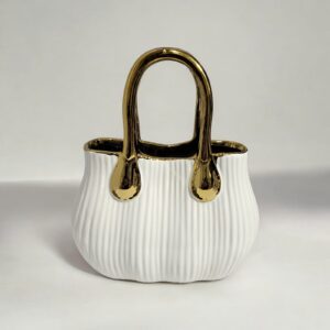 אגרטל תיק לבן ידית זהב